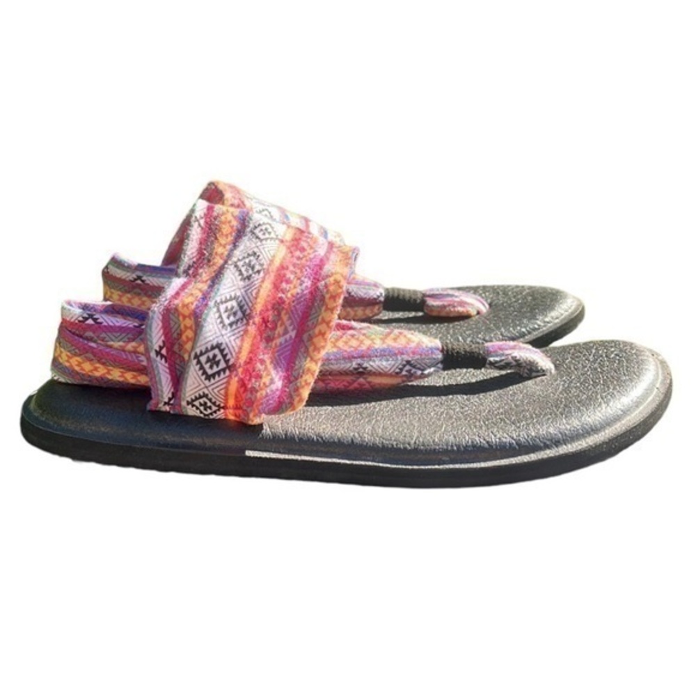 SANUK Yoga Sling 2 Geometric Colorful Fabric Sandals Womens Size 6